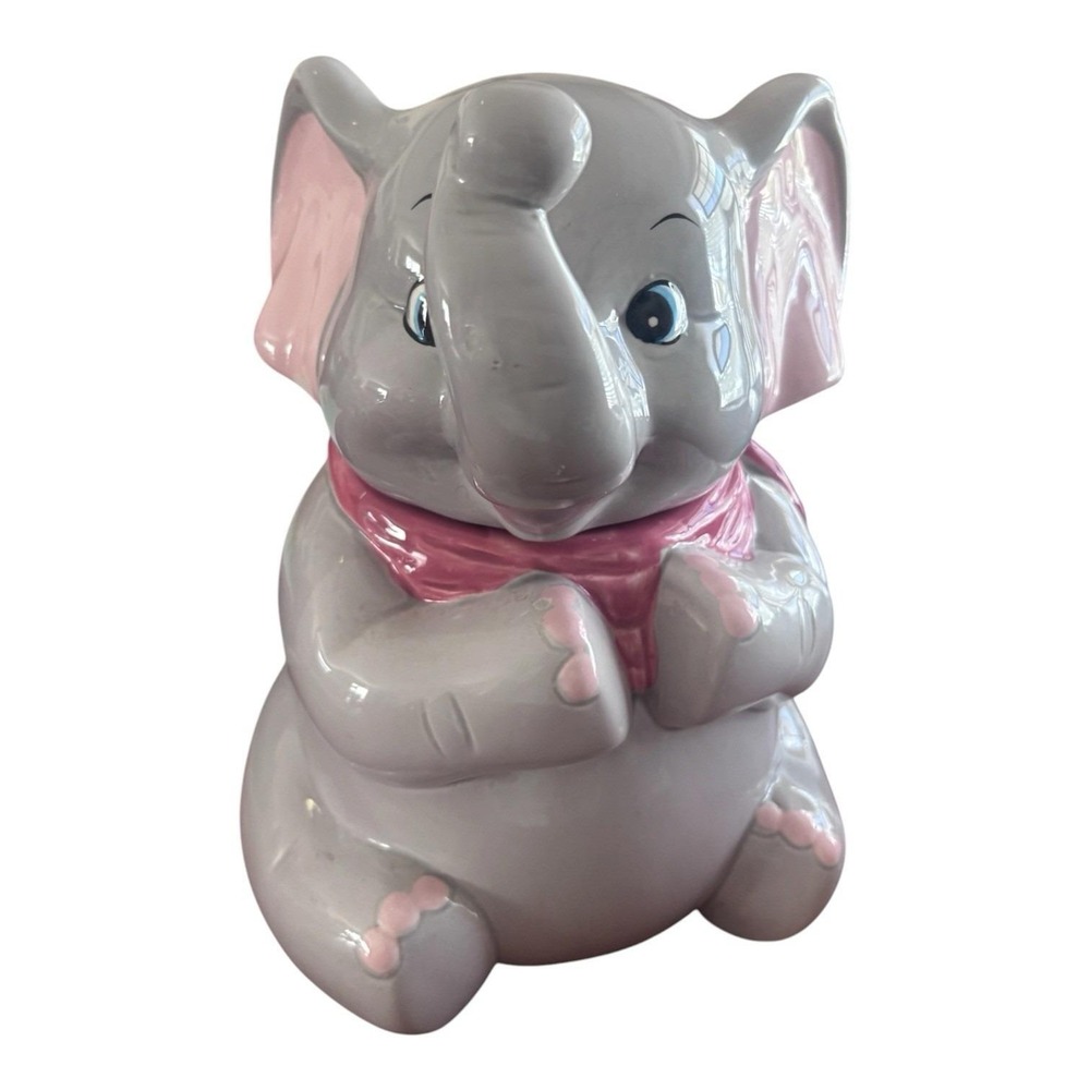 Vintage 1950s Baby Elephant Ceramic Cookie Jar Dumbo-esque Rare